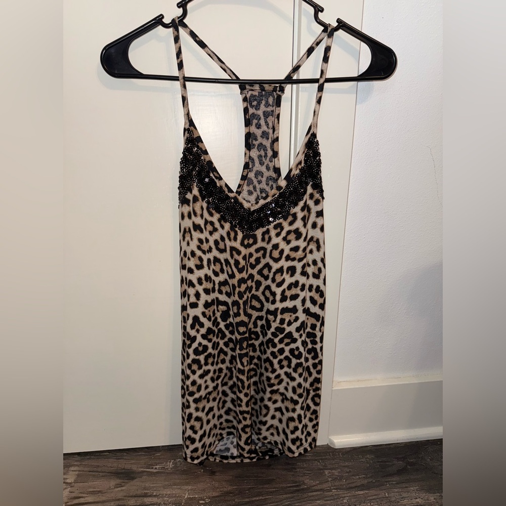 Leopard Print Women's sequins tank